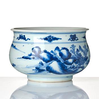 A blue and white censer, Qing dynasty, Kangxi (1662-1722).