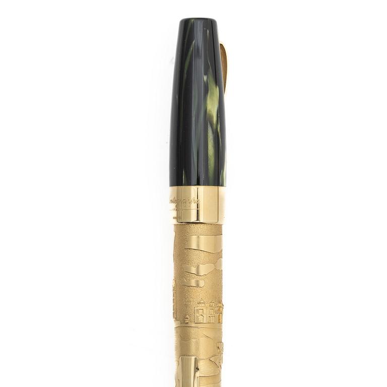 Montegrappa, reservoirpenna, "St Andrews", 18 k guld, numrerad 00/18.
