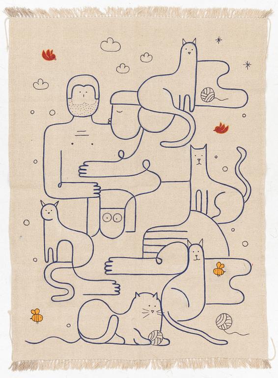 Matta, handbroderad Kelim, ca 197 x 149 cm.