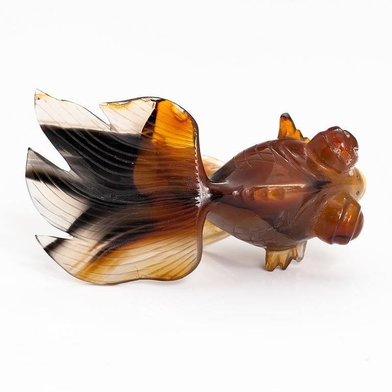 A nephrite scultpure of a goldfish, China, 20th Century.