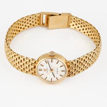 ARMBANDSUR, dam, guld, "Ladymatic" Omega. Total vikt 39 g.