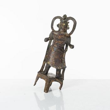 A Chinese bronze figure of a guardsman, Ming dynasty (1368-1644).
