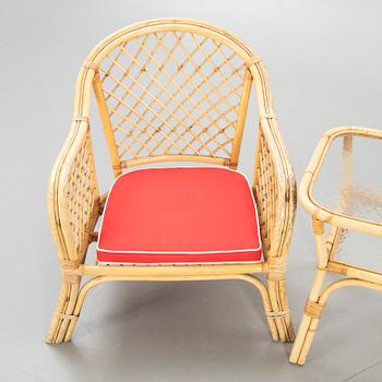 Porch furniture, bamboo, second half of the 20th century, table, 2 chairs.