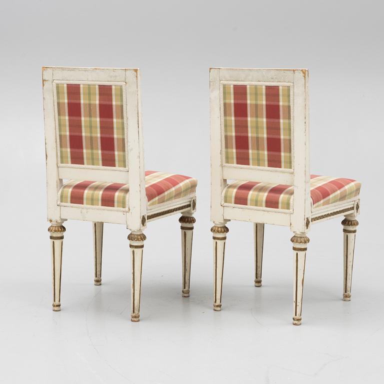 Chairs, a pair in the Gustavian style, circa 1900.