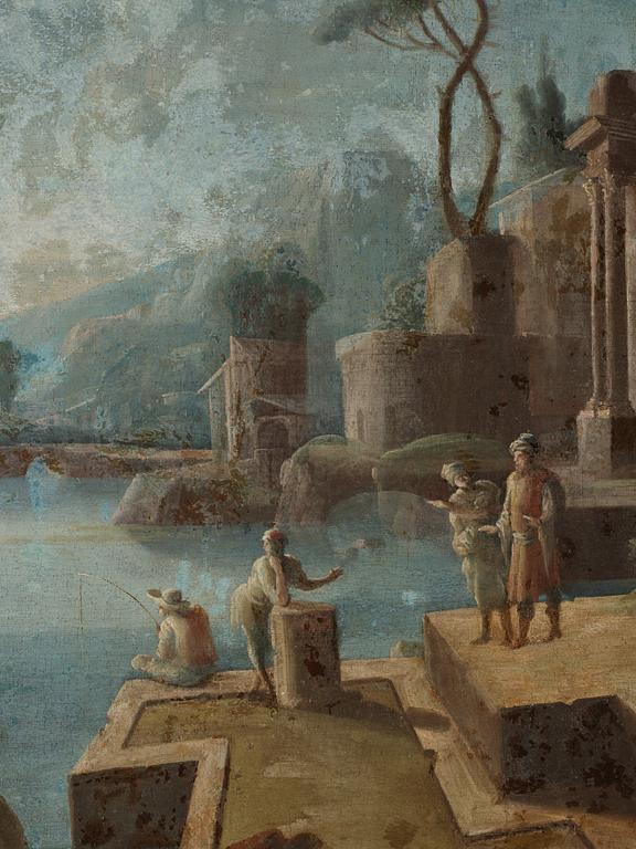 Italian school 17th/18th Century. Ruins by a harbour, a pair.