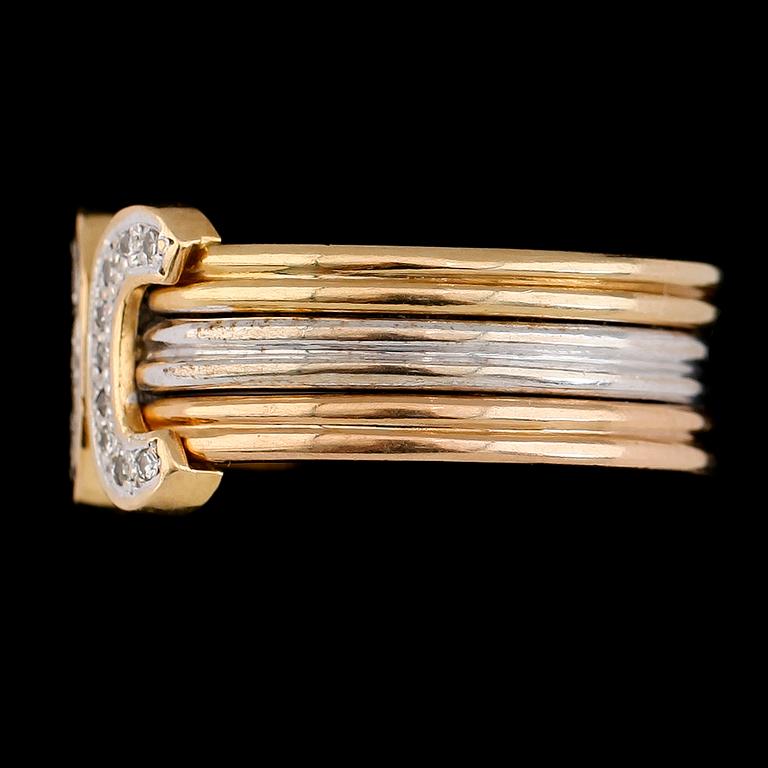 RING, 18K flerfärgat guld, diamanter.