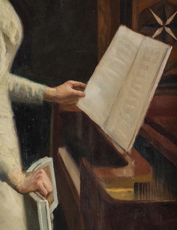 Emil Lindgren, interior with woman at piano.