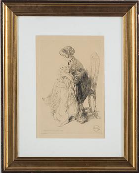 CARL LARSSON, etching, printed signature.