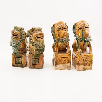 Four Chinese joss stick holders, late Qing dynasty.