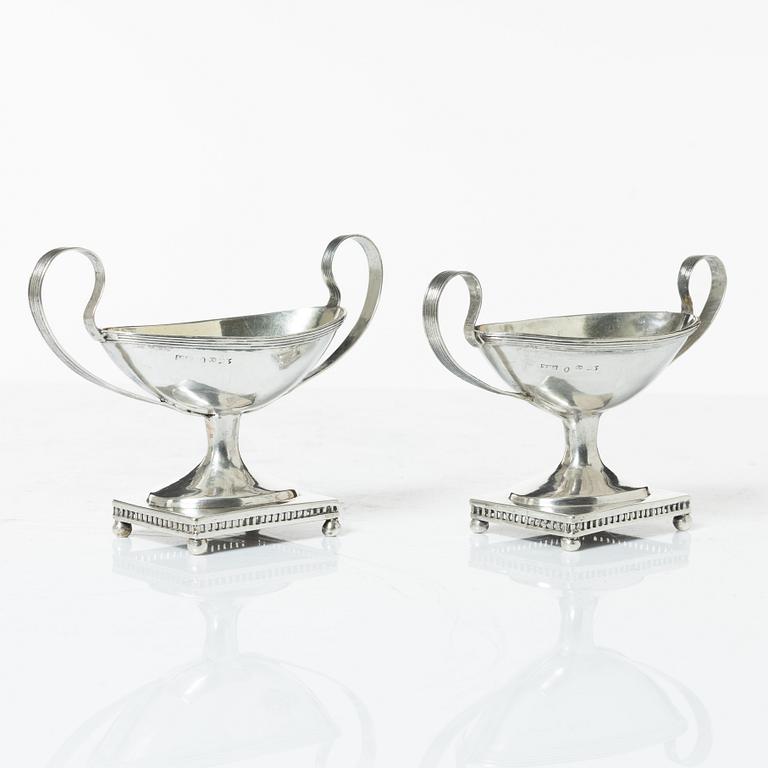 Johan Henrik Lampa, saltkar, ett par, silver, Stockholm 1810.