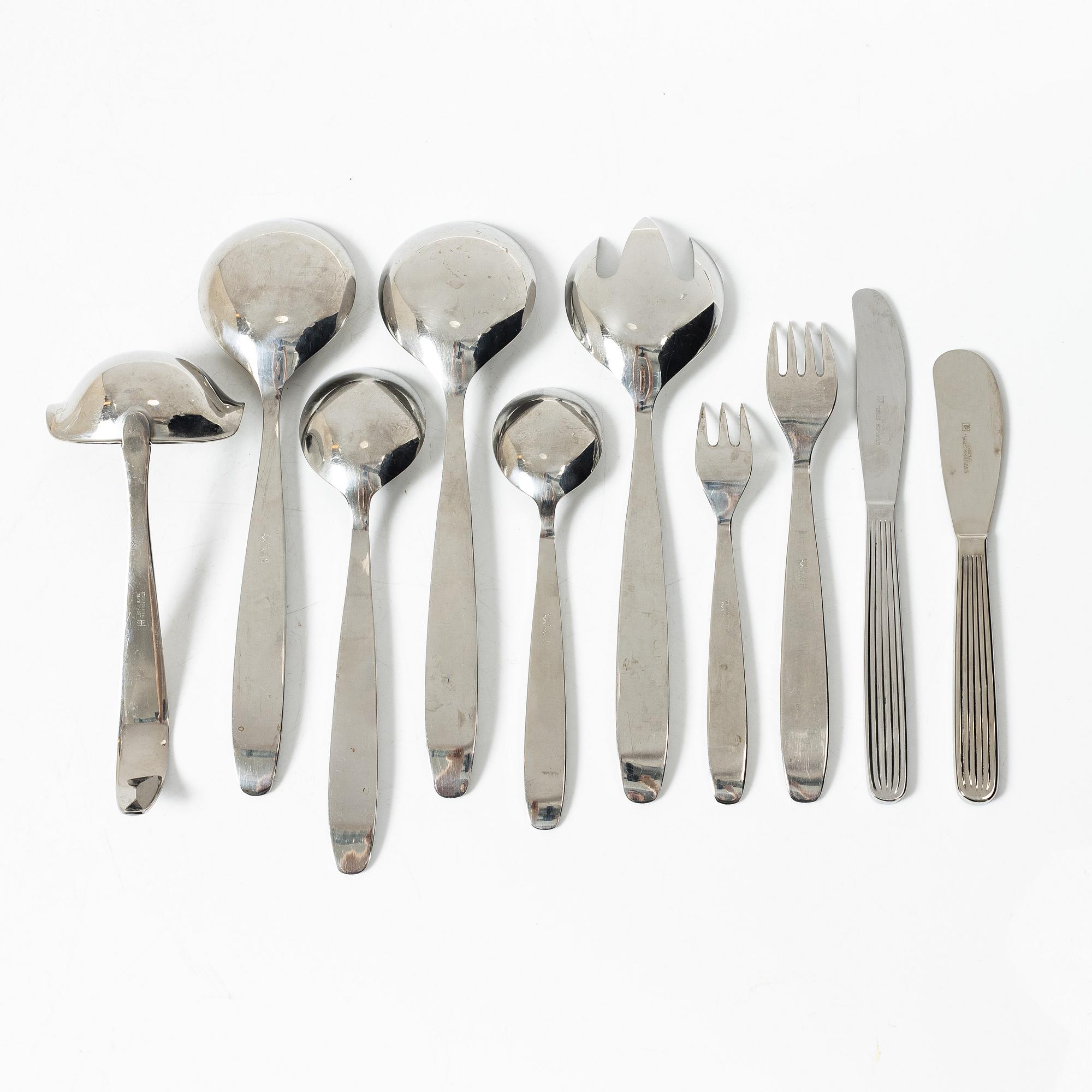 Kaj Franck, bestickservis, 66 delar, rostfritt stål, "Ideal", Hackman, 1950-tal.