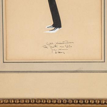 Einar Nerman, tusch med täckvitt, signerad.