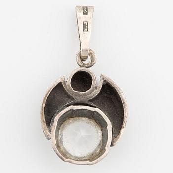 Karl Laine, ring, pendant, and bracelet, silver with rock crystal.