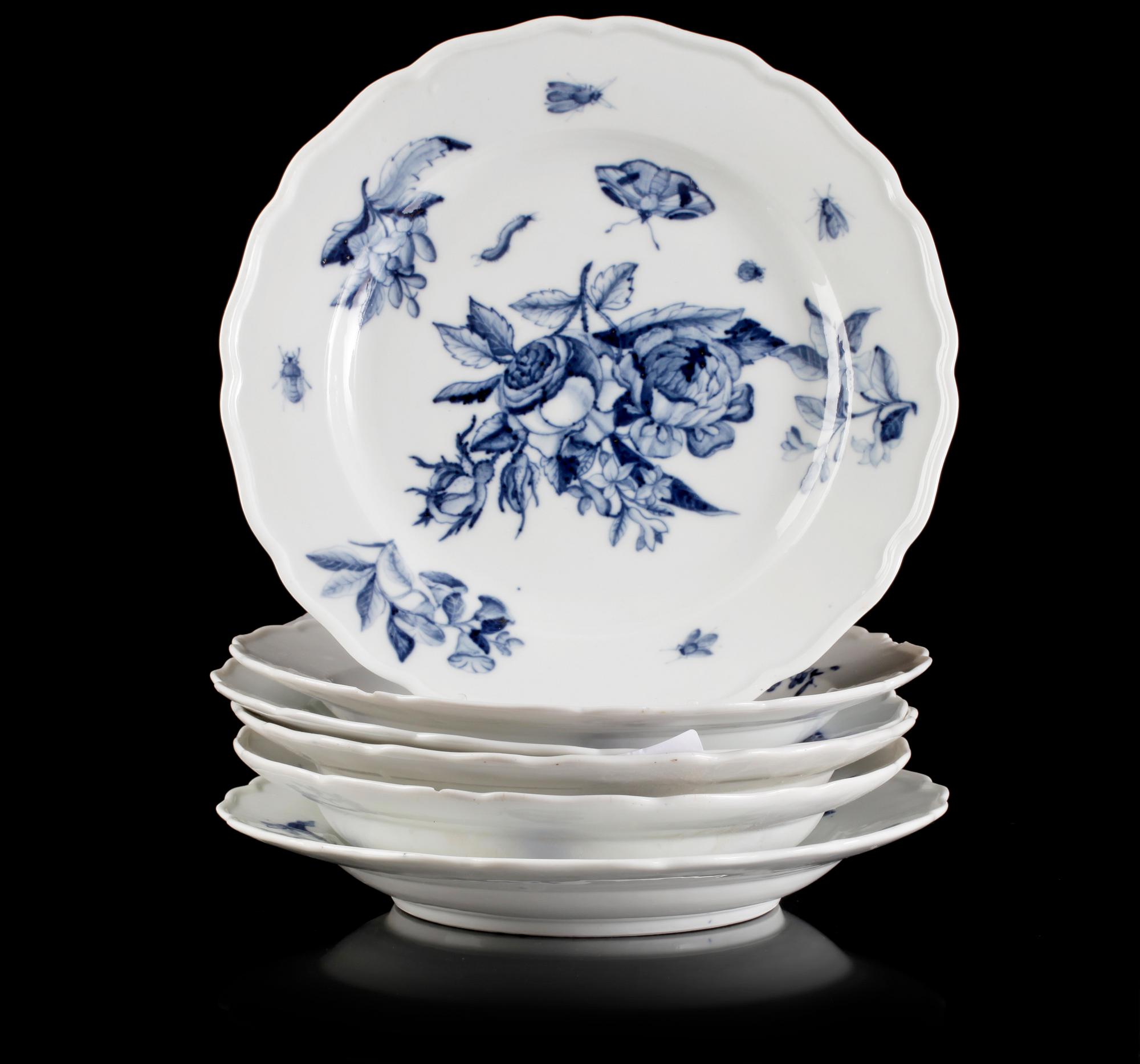 SERVISDELAR, 7+2, delar, porslin, Berlin, Meissen, Rudolstadt, 1800-tal.