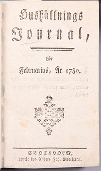 BÖCKER, 6 st, om lanthushållning, bla "Tankar wid skötseln och nyttan af boskap och fjäderfä..." av Jan Brauner, Stockholm 1756.