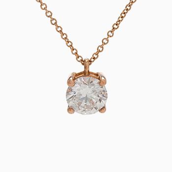 Riipus, briljanttihiottu timantti 1,00 ct, 18K kultaa.