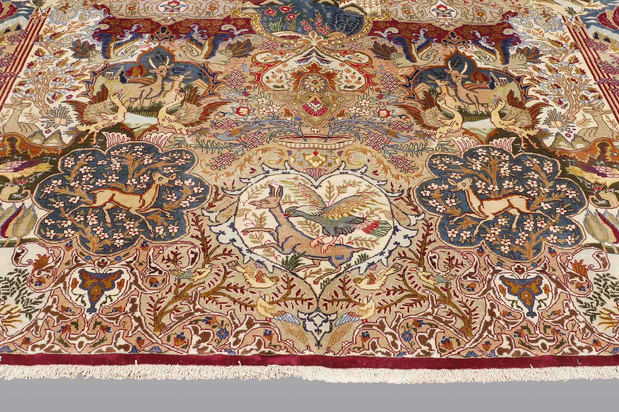Matto, Figural Kashmar, ca 398 x 303 cm.