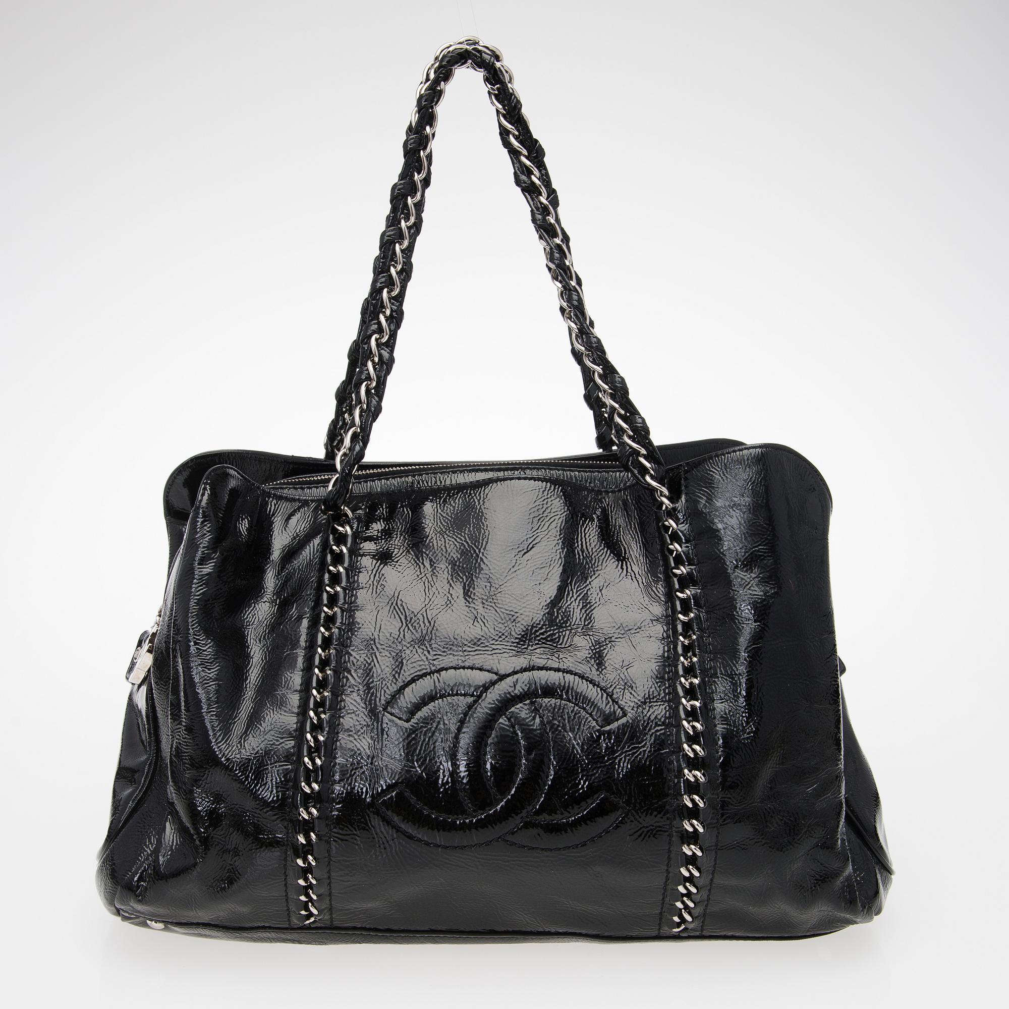 A Black Patent Leather Shopper.