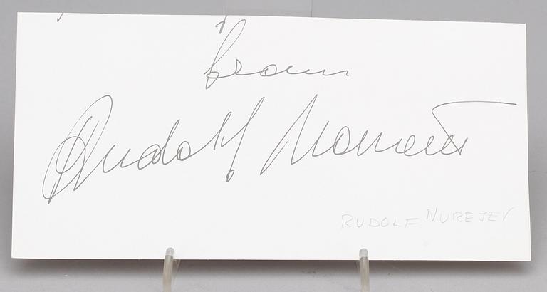 AUTOGRAF RUDOLF NUREJEV, (1938-1993), rysk dansör, egenhändig sign.