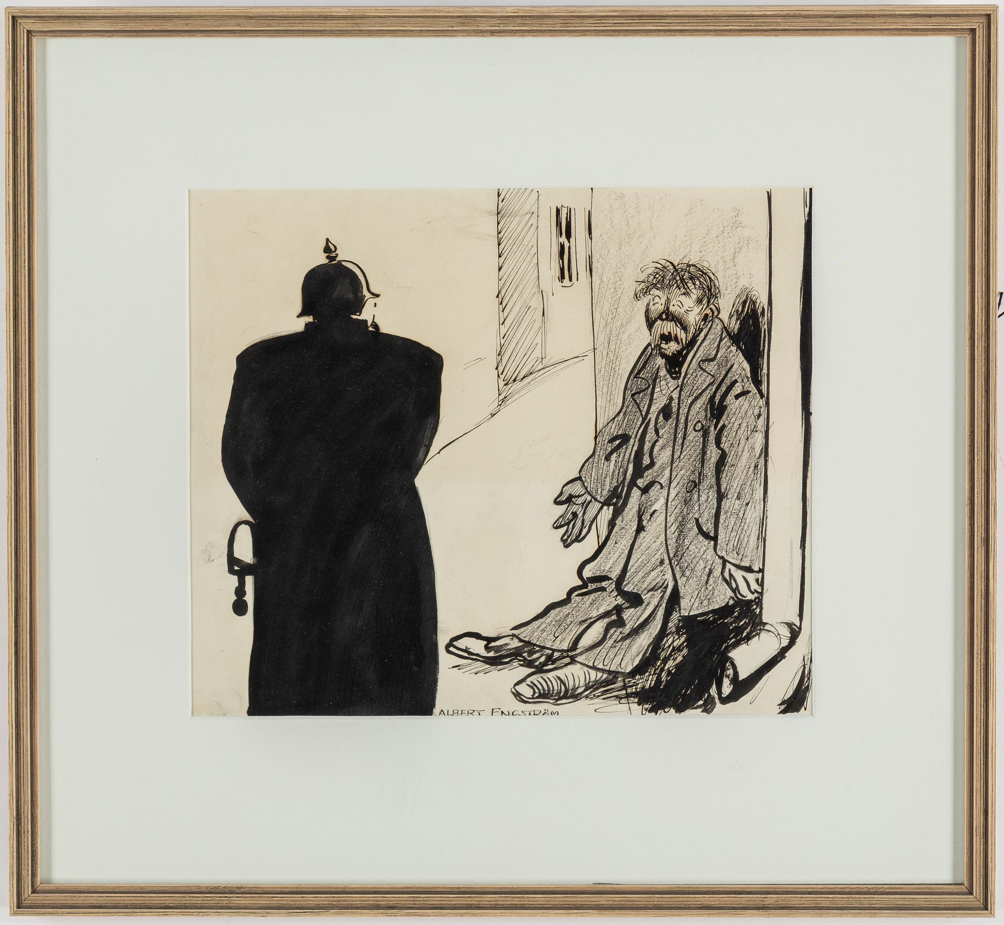 ALBERT ENGSTRÖM, ink drawings, 13, signed.