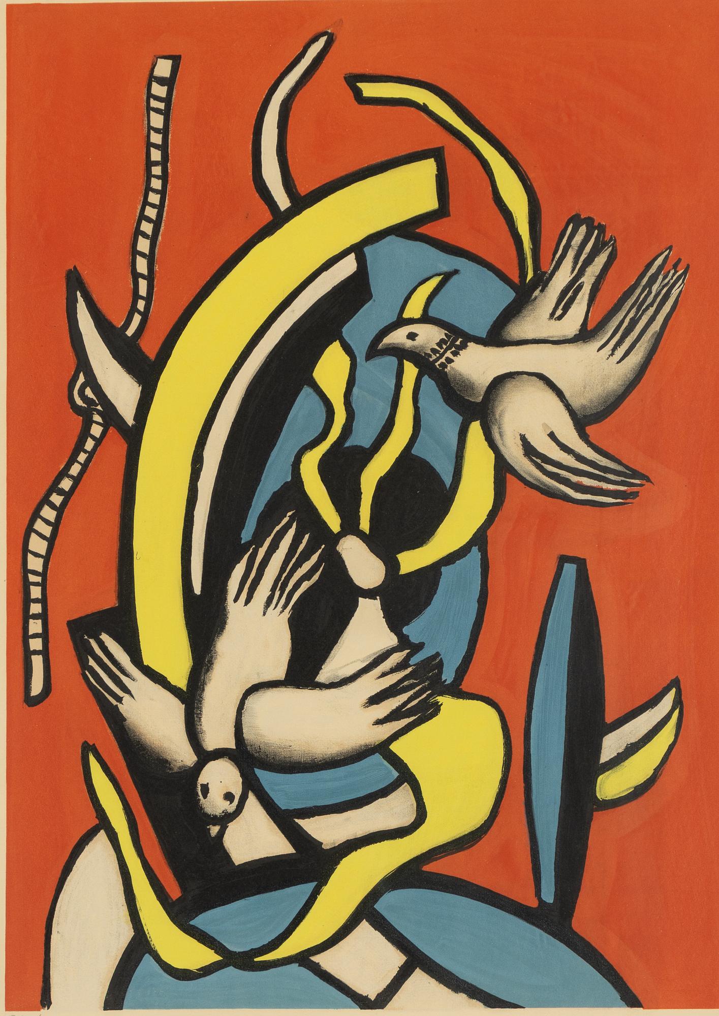 Fernand Léger, after, "Composition aux Deux Oiseaux".