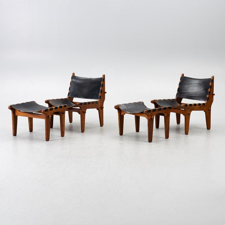 Angel Pazmino, fåtöljer, ett par med fotpallar, INCO, El Salvador, 1960-tal.