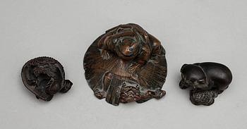 FIGURINER, 3 st, brons, troligen Japan.