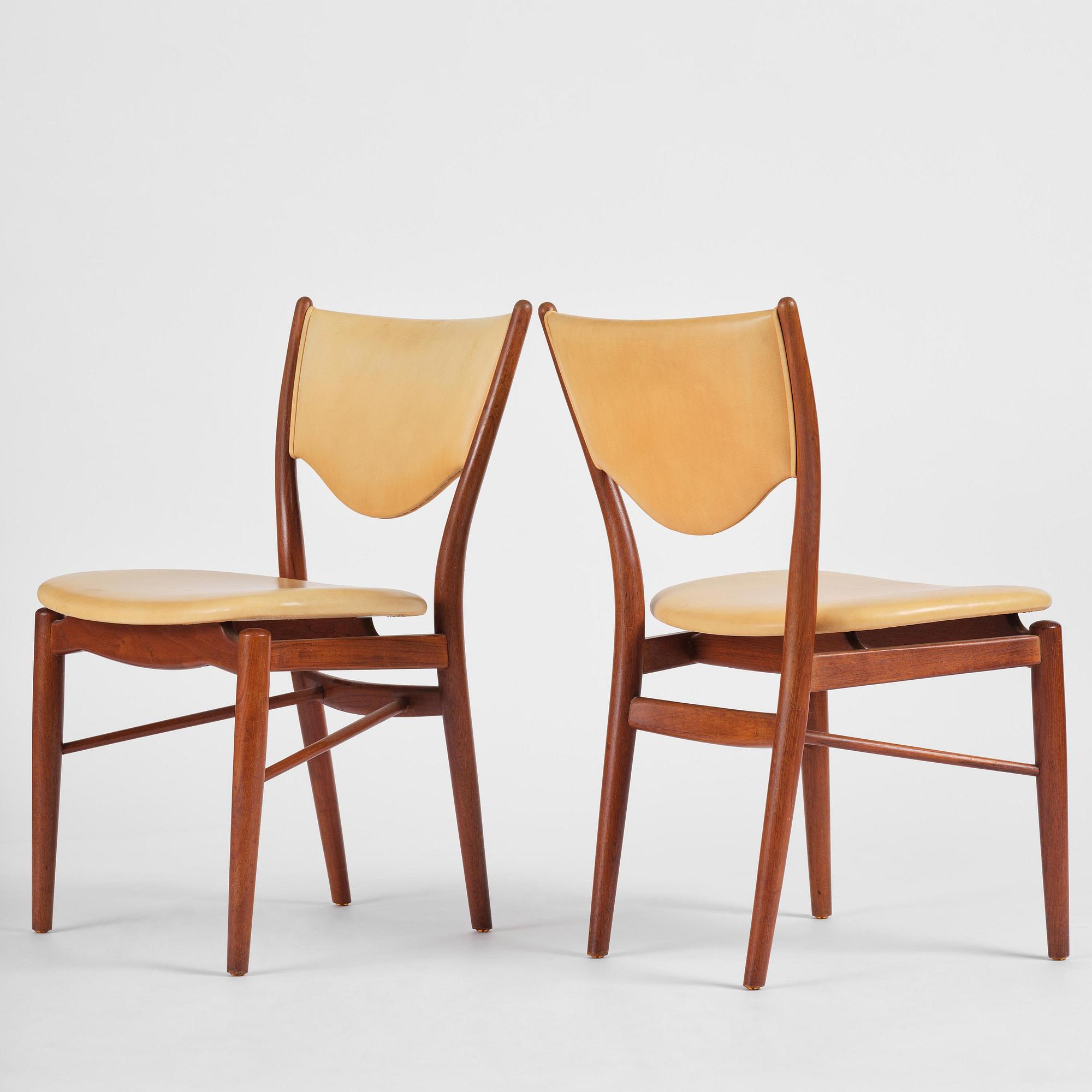 Finn Juhl, a set of six chairs and a pair of armchairs, model "Bo-63" and "Bo-72", Bovirke, Denmark, 1940s-50s.