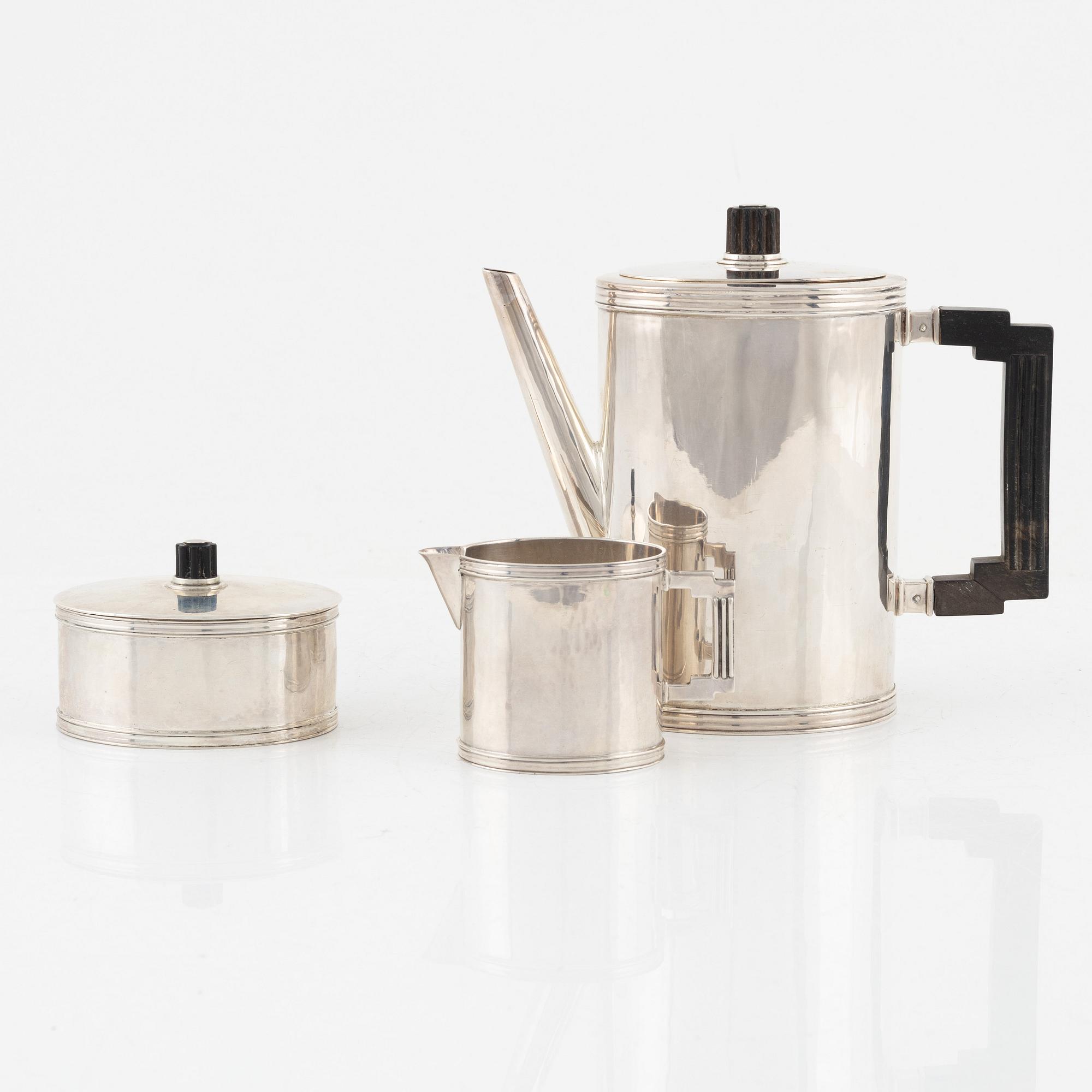 A three-piece silver coffee set, Karl Andersson, Stockholm, Sweden, 1930.