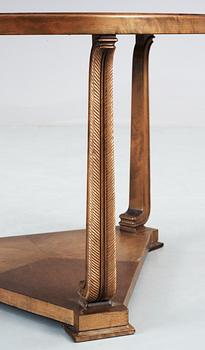 An Axel-Einar Hjorth 'Louis II' birch  table with a walnut burrwood top by NK, 1930's.