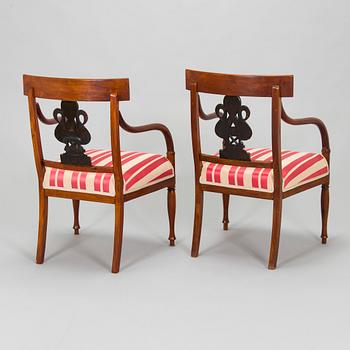 Four Empire Style open armchairs, Russia 1800-1810.