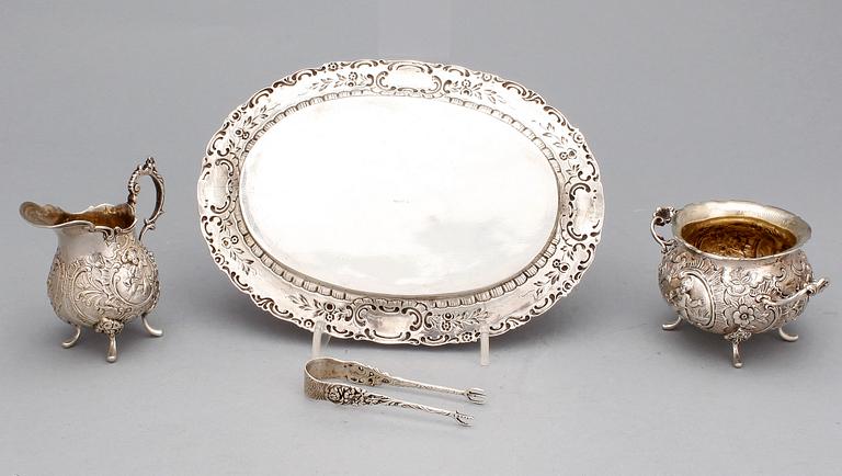 SERVISDELAR, 3st, silver, Tyskland, 1900-tal. Vikt ca 359g.