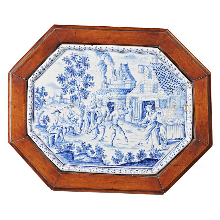 A Swedish Rörstrand faience credence tray, 1740's.