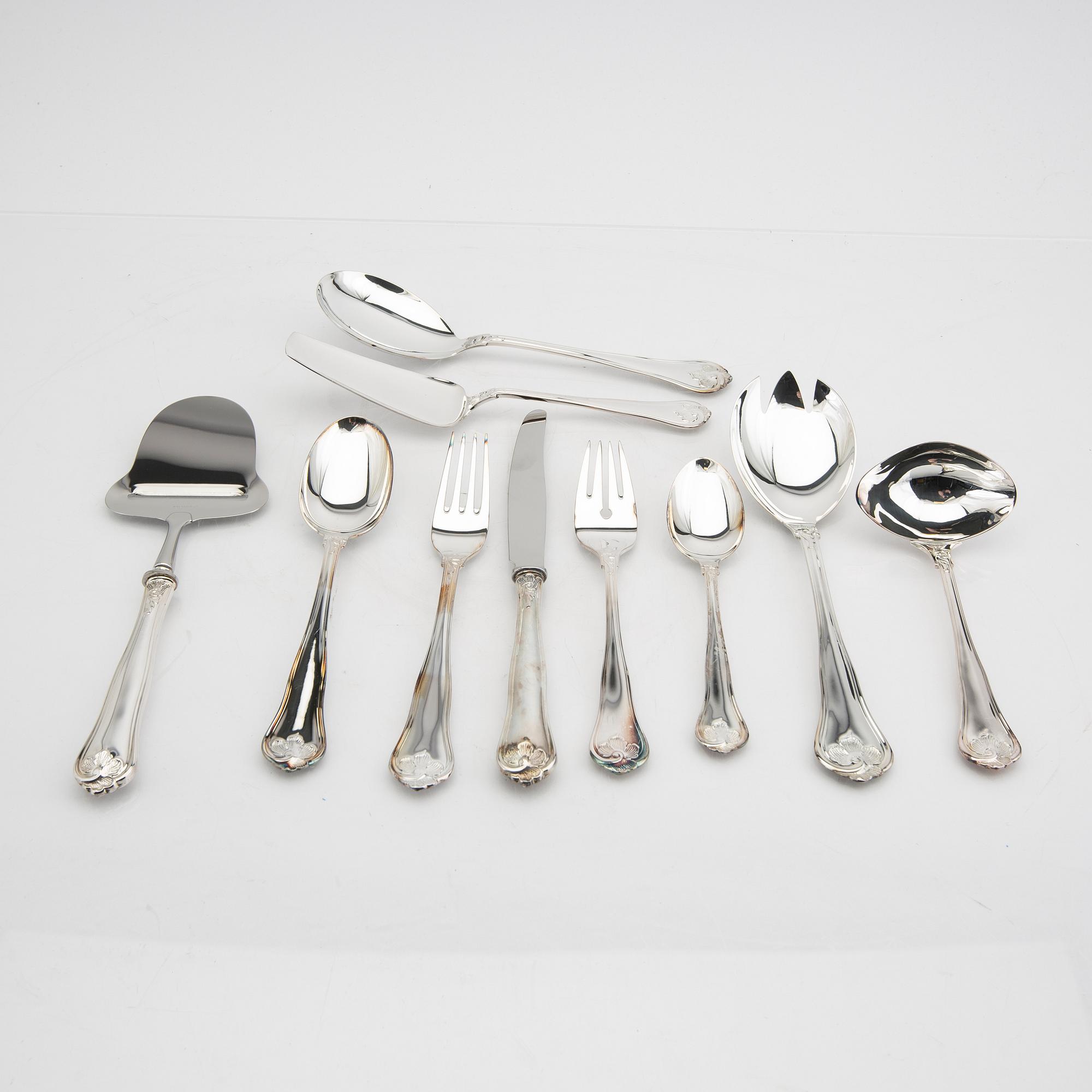 A Swedish 20th century set of 45 pcs of silver cutlery mark of Gense Eskilstuna 1999 total weight 2854 grams.