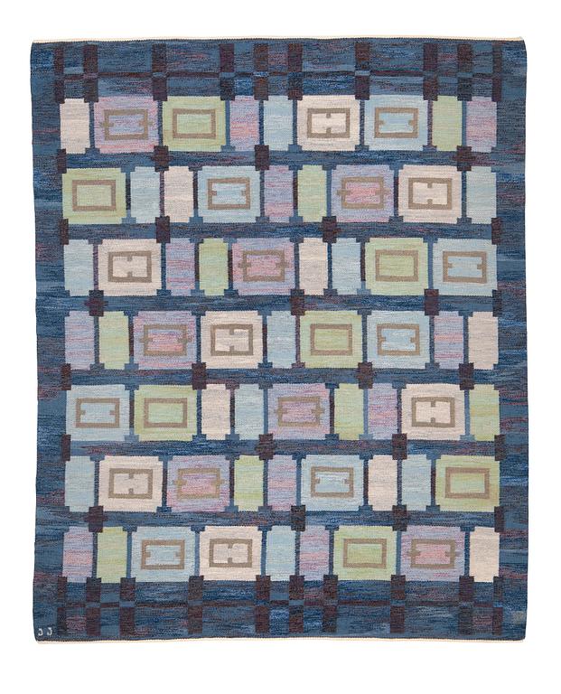 Judith Johansson, a carpet, "Spise Hall", flat weave, 275 x 224 cm. Signed JJ.