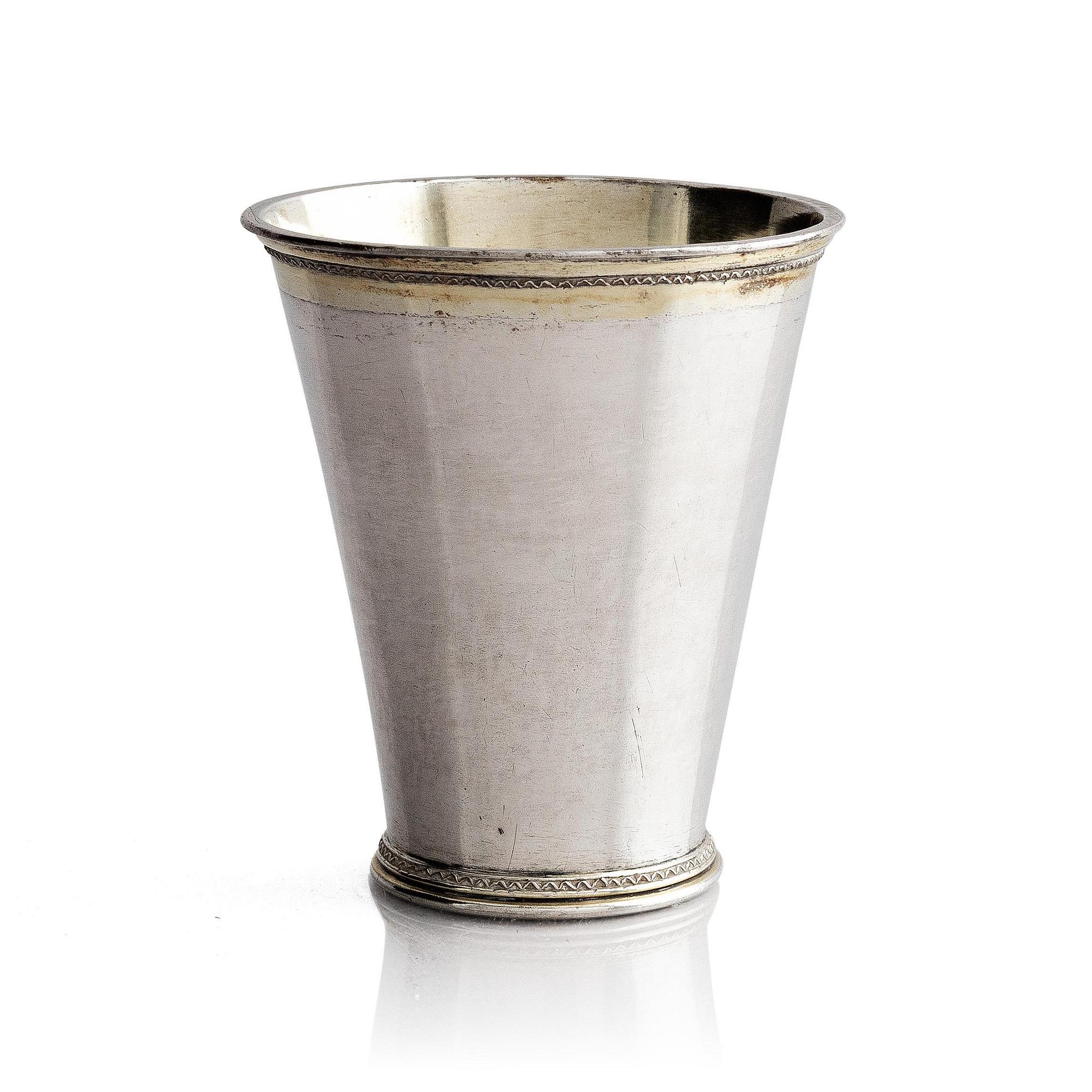 Abraham Wirgman, bägare, silver, Göteborg 1714. Senbarock.