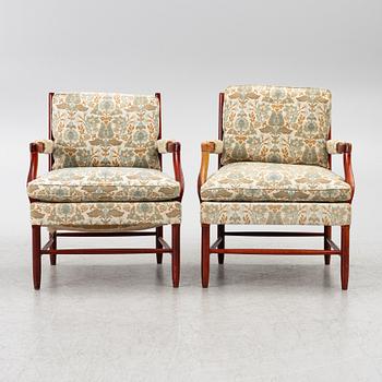 Armchairs, a pair, so-called Gripsholm chairs, second half of the 20th century.