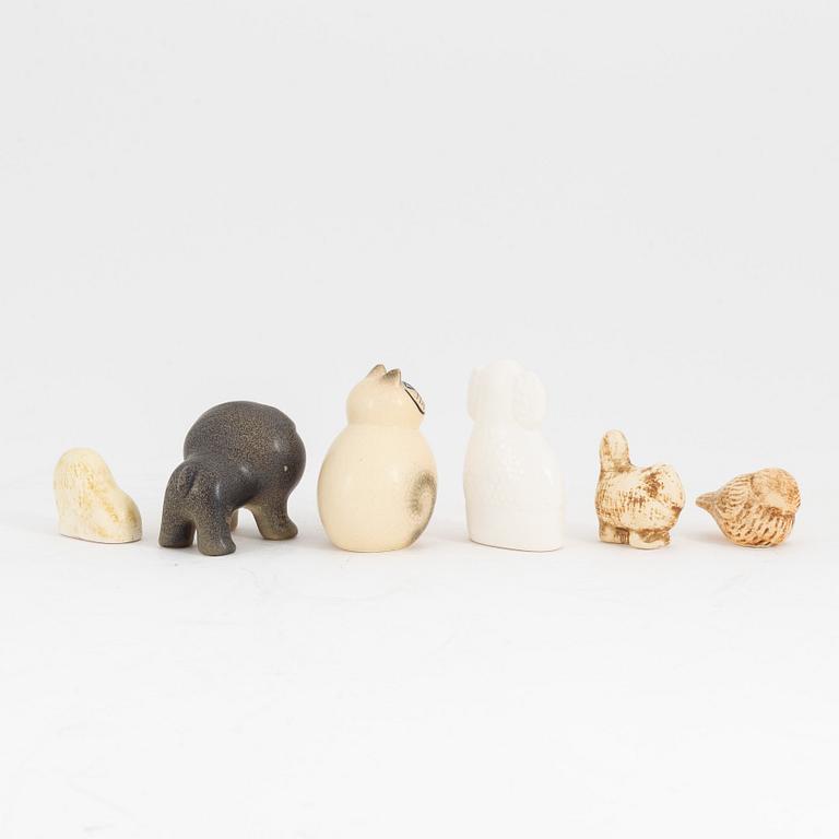 Lisa Larson, a group of six stoneware figurines, K-Studion, Gustavsberg.