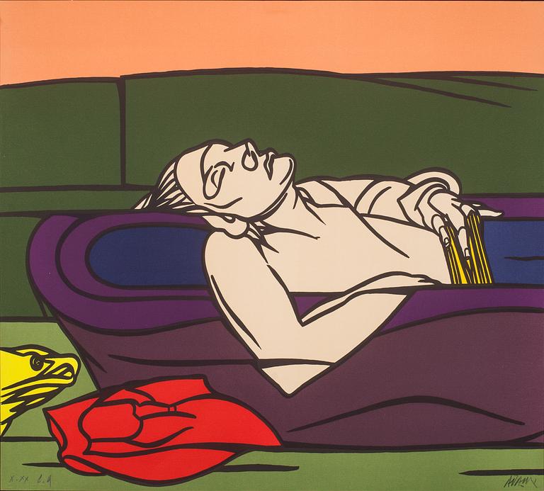 VALERIO ADAMI, färgserigrafi, signerad och numrerad X.XX e.a.