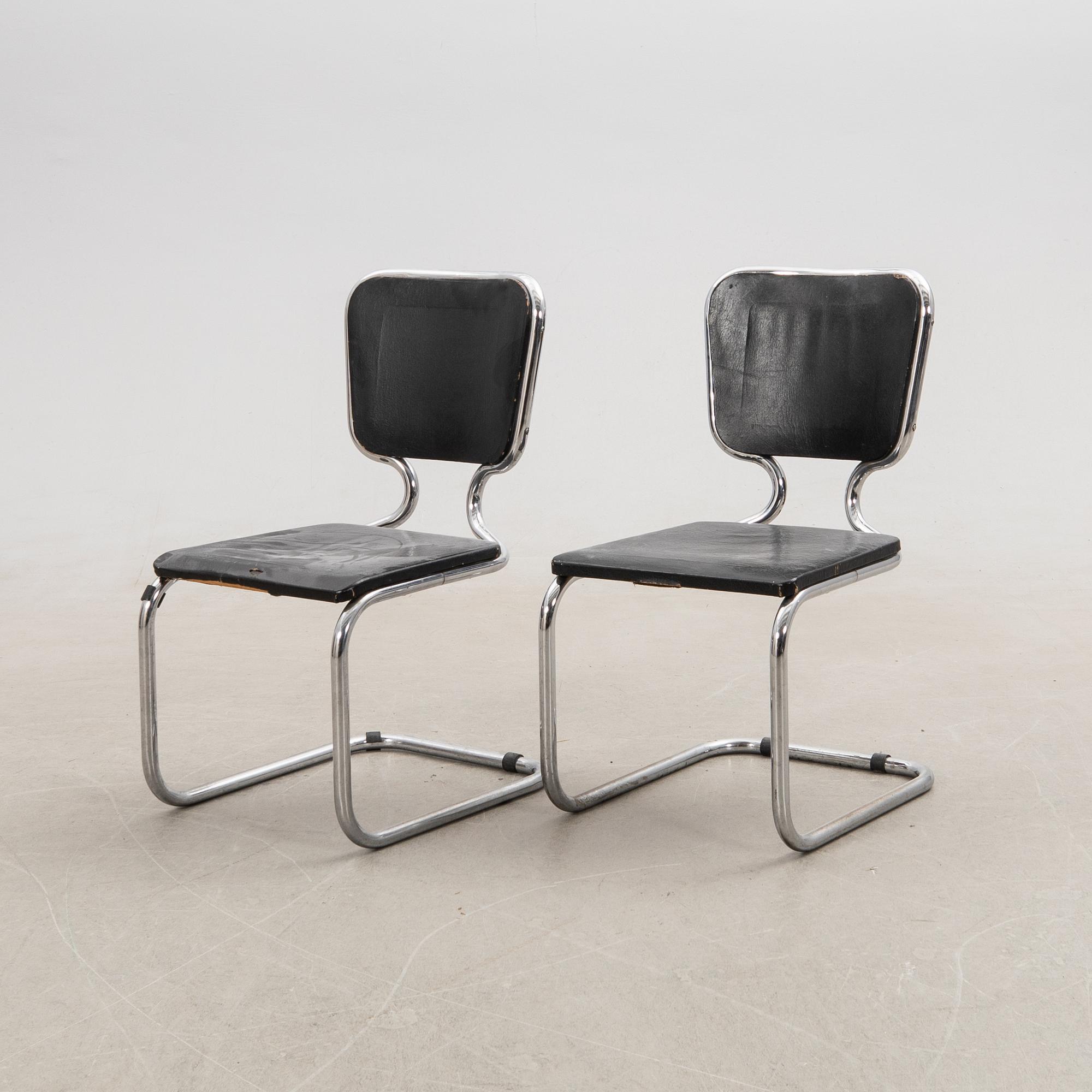 Chairs a pair, DS Stålmöbler Malmö 1930s/40s.