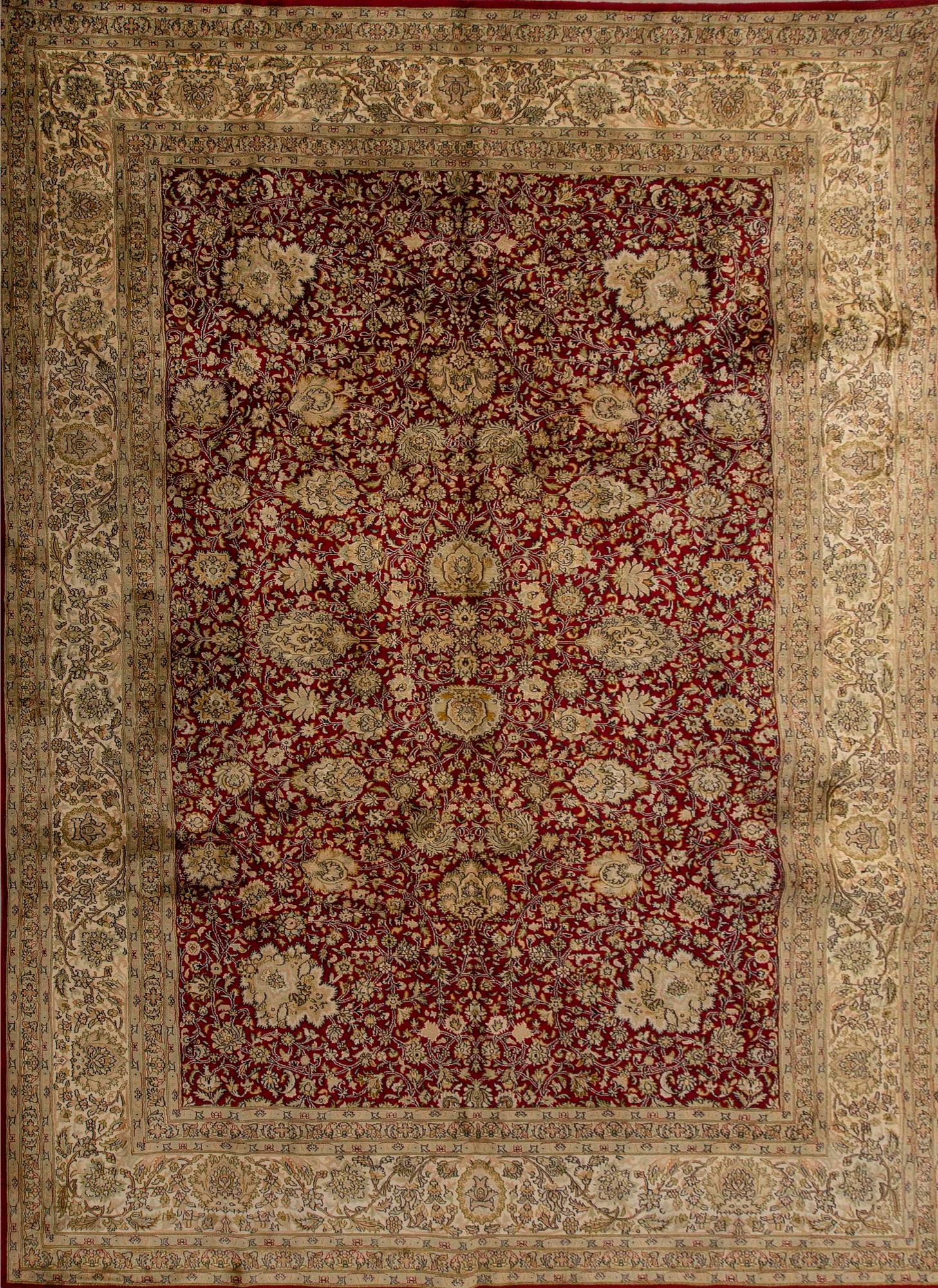 A Kashmir silk carpet ca 310 x 216 cm.