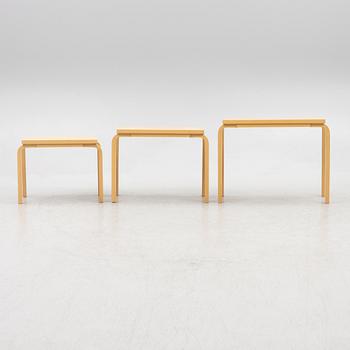 Alvar Aalto, nesting tables 3 pieces, model 88, Artek.