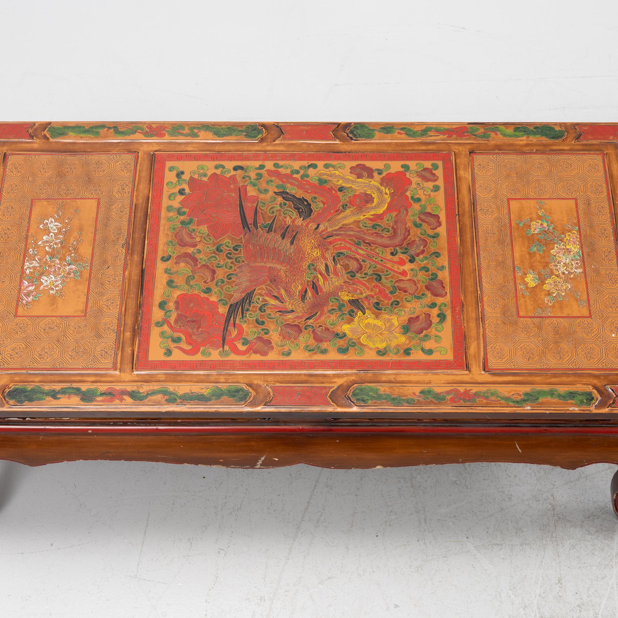 A Chinese lacuered kang table, second half of the 20th century.