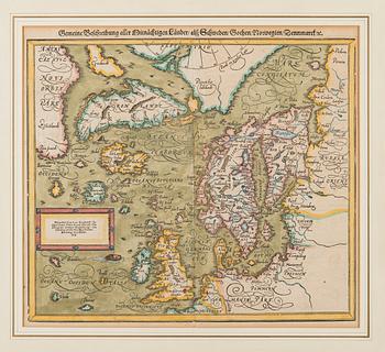 A MAP, Scandinavia. Septentrionales-Scandinavia. Sebastian Münster 1588-1628.