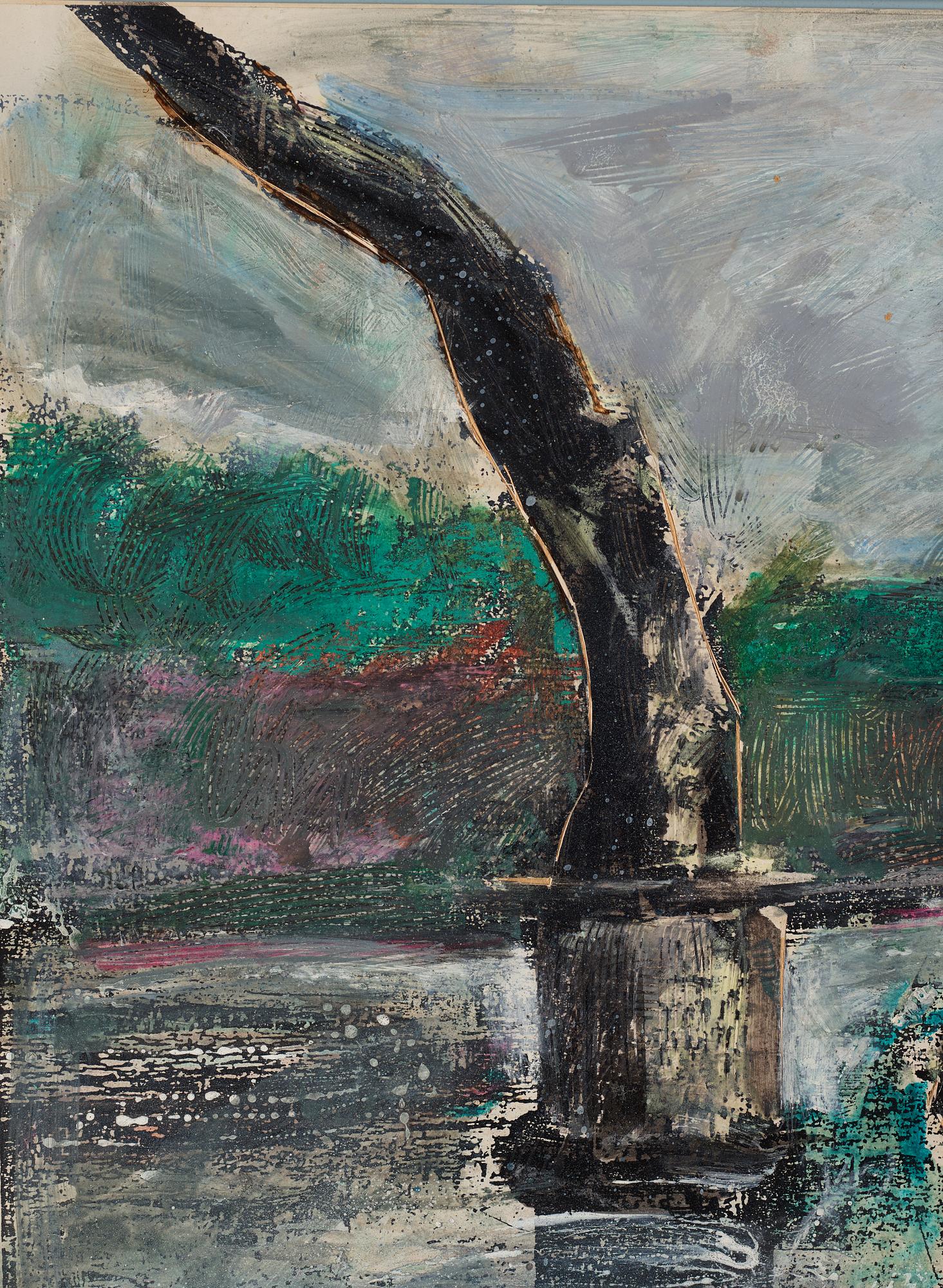 Ivor Abrahams, mixed media, signed and dated 1986.