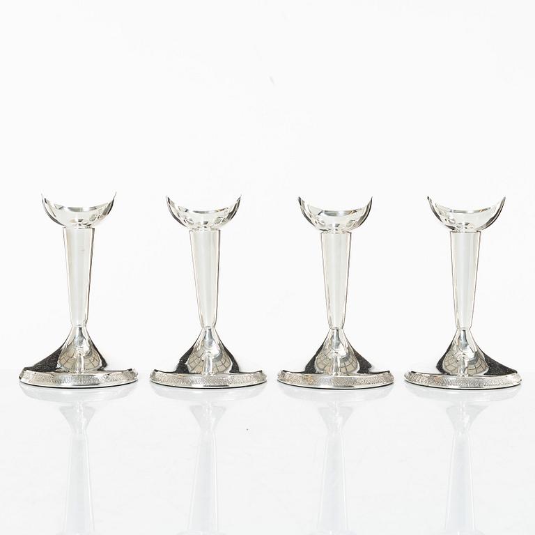 Guldsmedsaktiebolaget (GAB), Ljusstakar, 4 st, silver, GAB, Stockholm 1961-68.