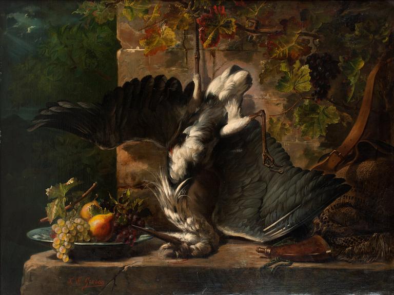 Francis Frédéric Grobon, Still life with heron.