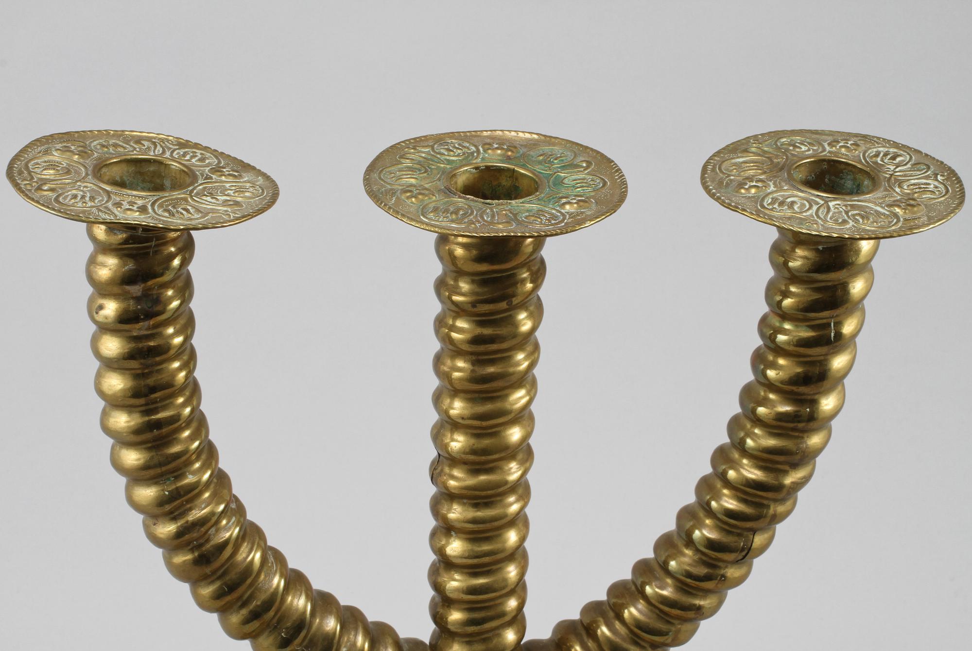 KANDELABER, barockstil, mässingsplåt, 1800-tal.