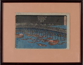 Ando Utagawa Hiroshige · ANDO UTAGAWA HIROSHIGE, färgträsnitt, signerad i trycket.