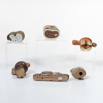 Lisa Larson, Figurines and vase, 6 pieces, Gustavsberg.